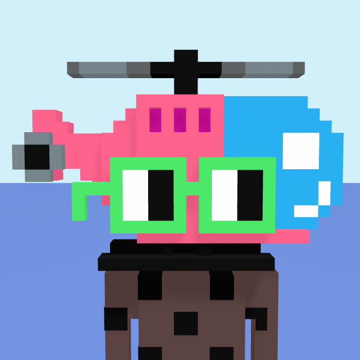 Helicopter, a voxel Noun with a helicopter head and square noggles