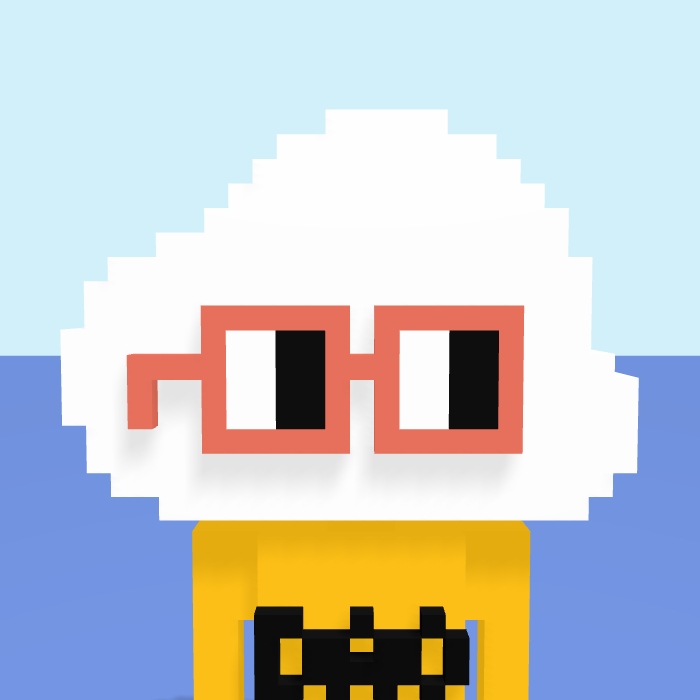 Cloud, a voxel Noun with a cloud head and square noggles