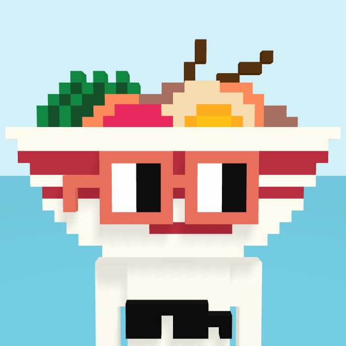 Noodles, a voxel Noun with a noodles head and square noggles