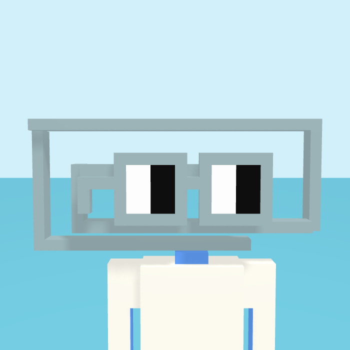 Paperclip, a voxel Noun with a paperclip head and square noggles