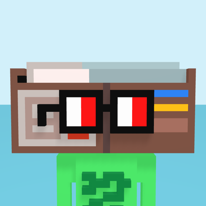 Wallet, a voxel Noun with a wallet head and square noggles