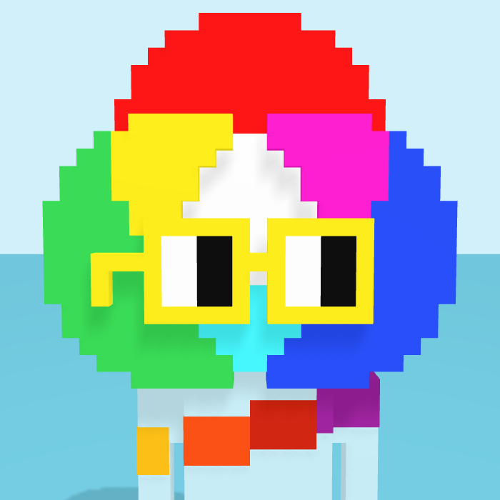 RGB, a voxel Noun with a rgb head and square noggles