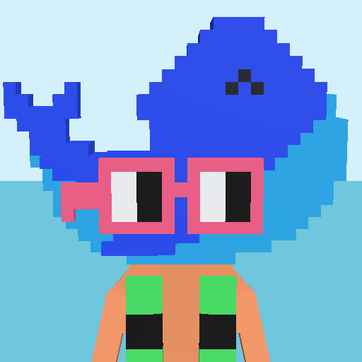 Whale, a voxel Noun and square noggles