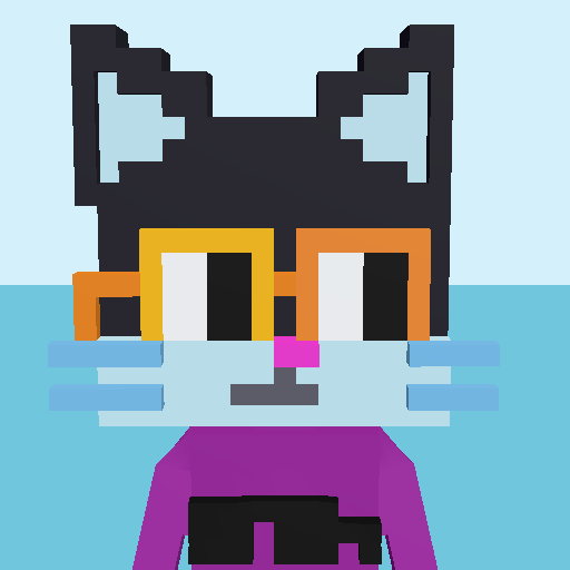 Kitty 3D voxel model, front view