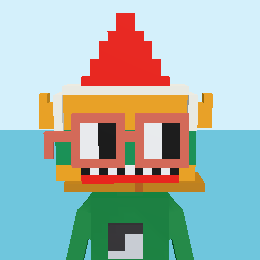 Gnome 3D voxel model, front view