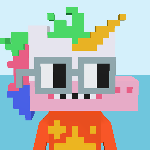 Unicorn 3D voxel model, front view