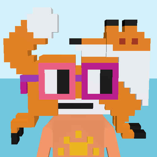 Fox 3D voxel model, front view