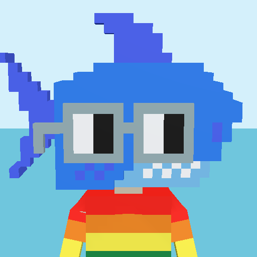 Shark, a voxel Noun and square noggles