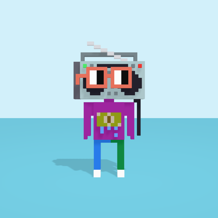 Boombox voxel model, front view