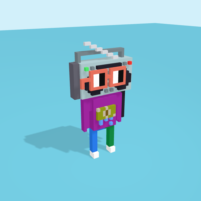 Boombox voxel model, side view