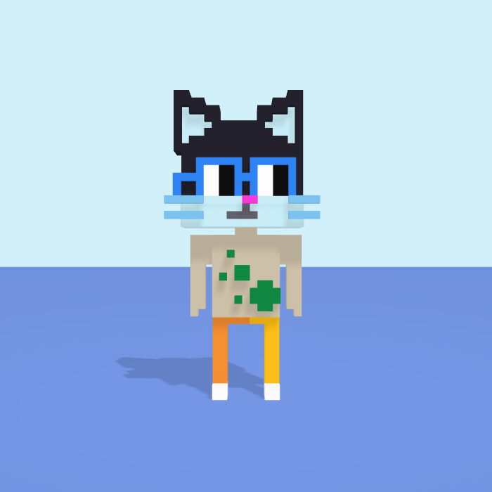 Cat voxel model, front view
