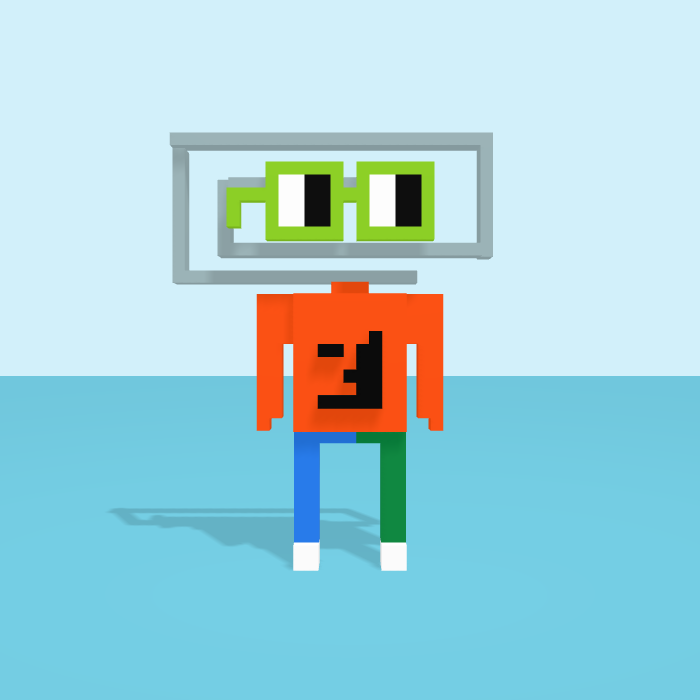 Clippy voxel model, front view