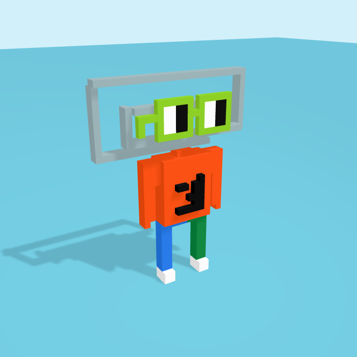 Clippy voxel model, side view