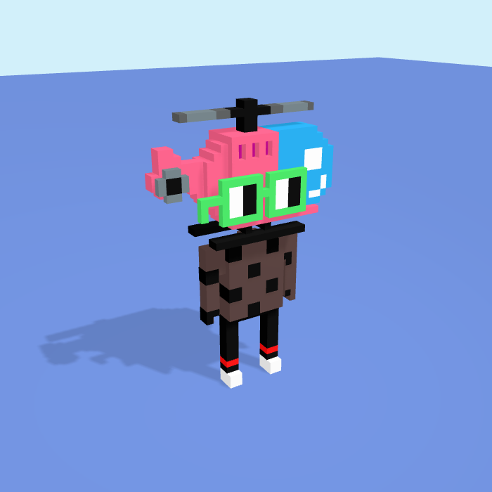 Helicopter voxel model, side view