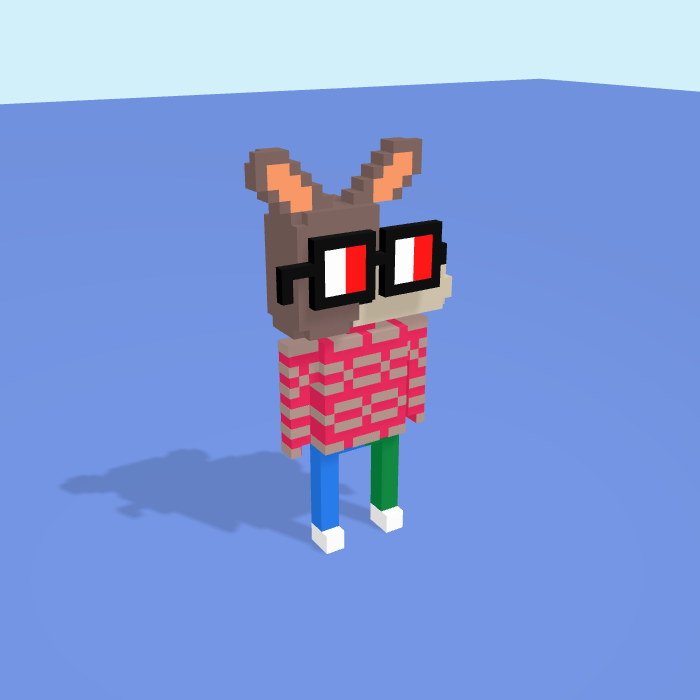 Kangaroo voxel model, side view