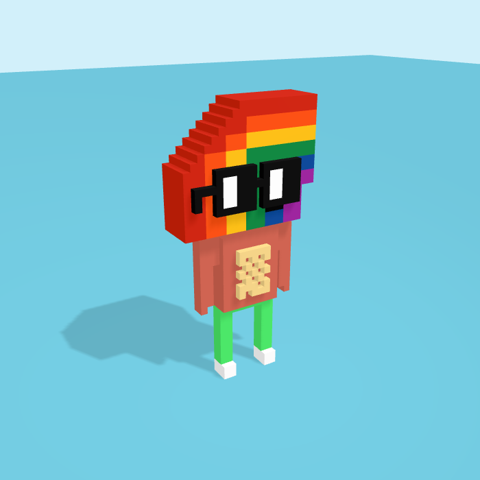 Moonbow voxel model, side view