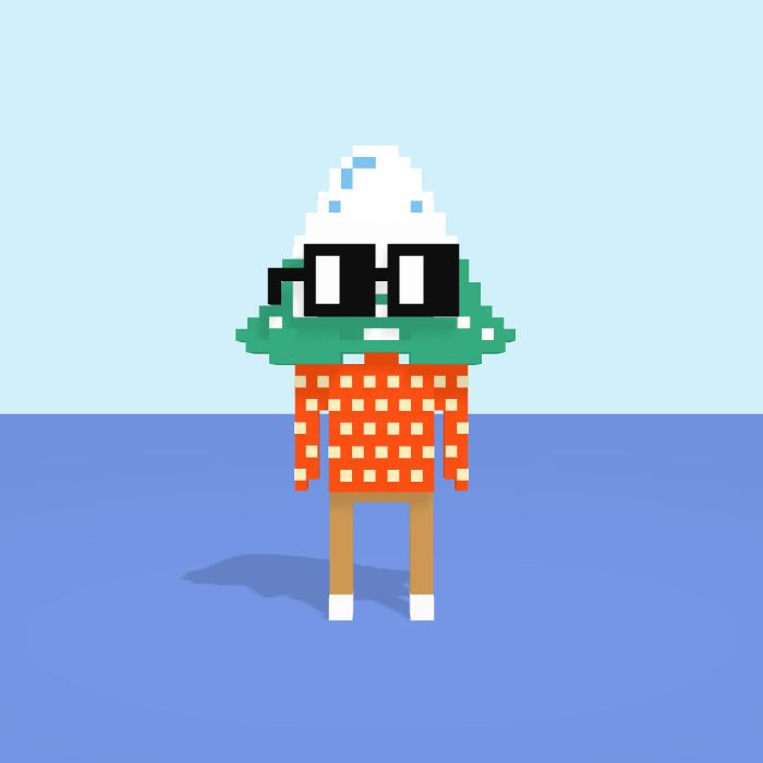 Mountain 3D voxel model, front view
