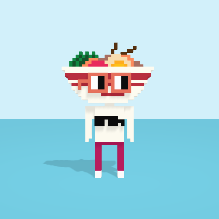 Noodles 3D voxel model, front view