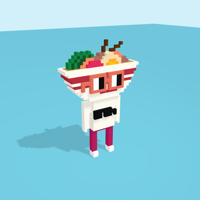 Noodles voxel model, side view