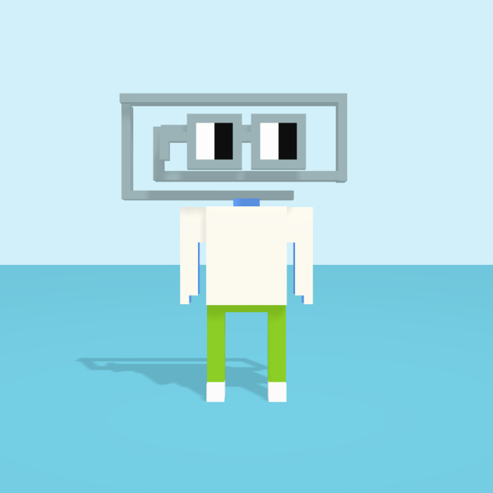 Paperclip voxel model, front view