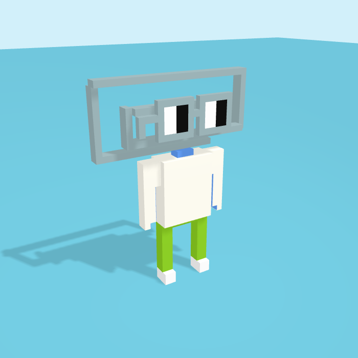 Paperclip voxel model, side view