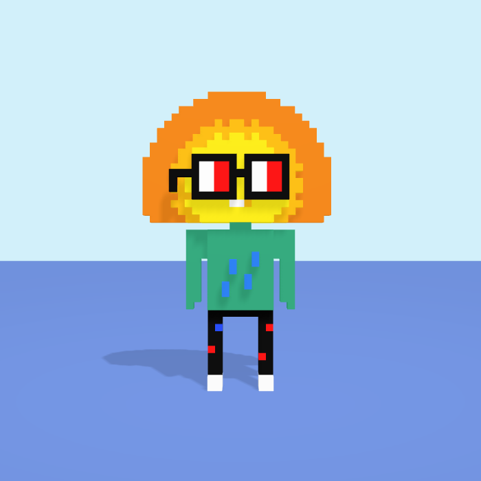 Sunset voxel model, front view