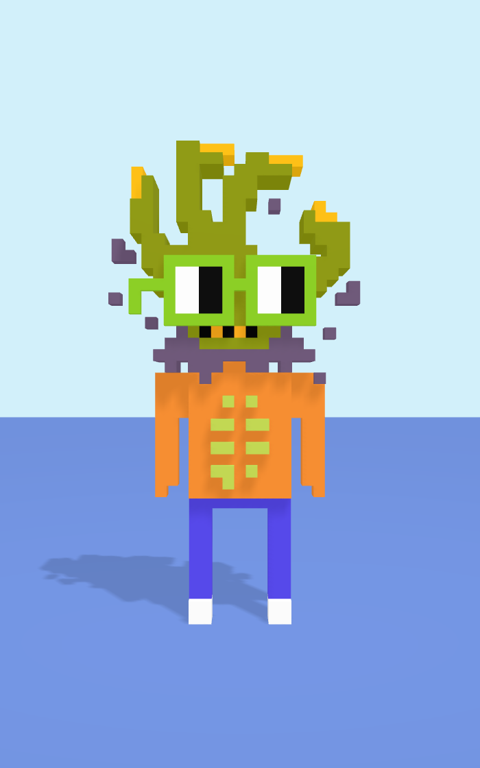 Undead voxel model, front view