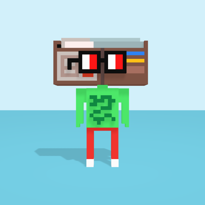 Wallet 3D voxel model, front view