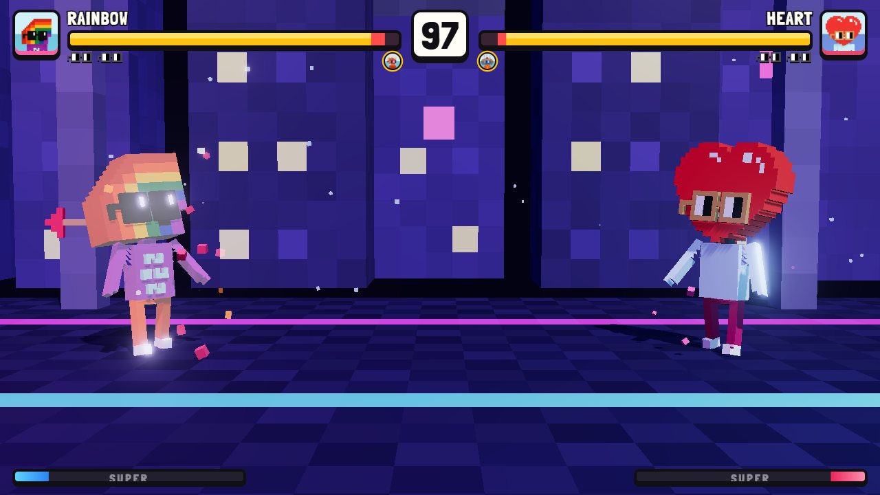 Nouns Brawl: Rainbow against Heart in Neon Alley