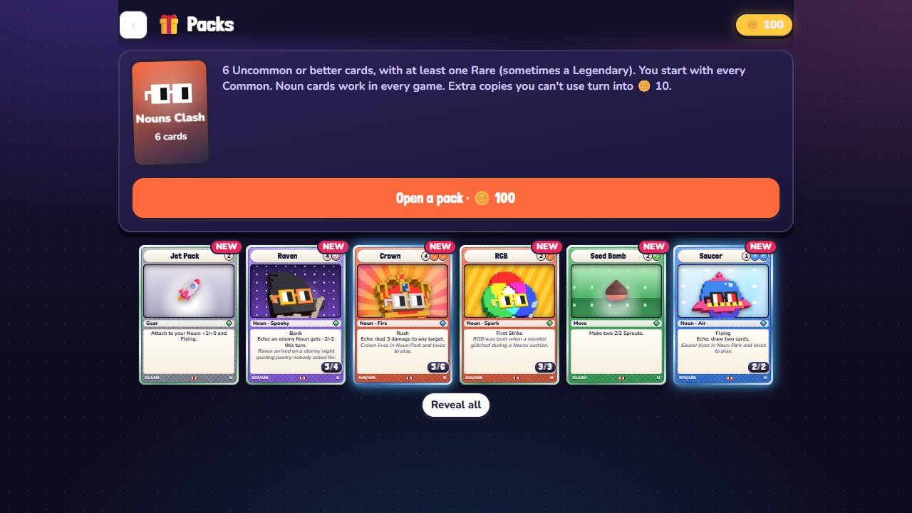 Nouns Cards: Opening a six-card pack
