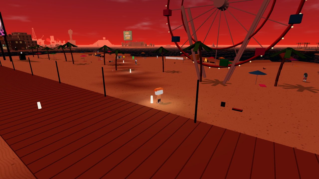 Nouns City: The boardwalk and the Wonder Wheel at sunset