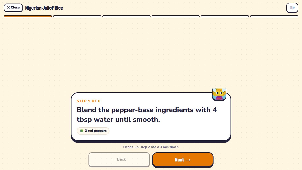 Nouns Cooking: Cook mode: one big step at a time