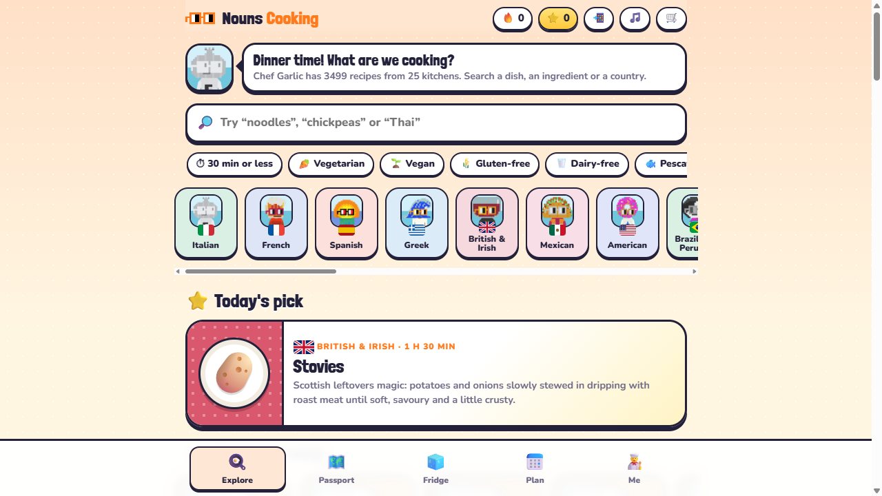 Nouns Cooking: Explore by kitchen, diet and time