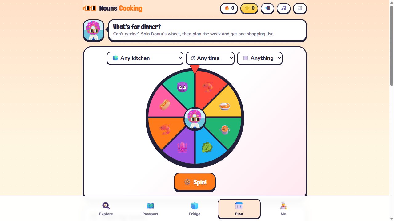 Nouns Cooking: The Dinner wheel
