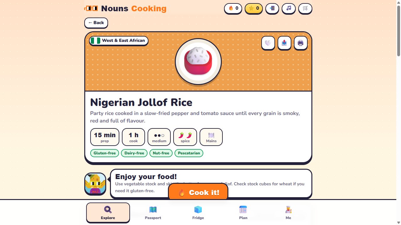 Nouns Cooking: A recipe card for Nigerian Jollof Rice