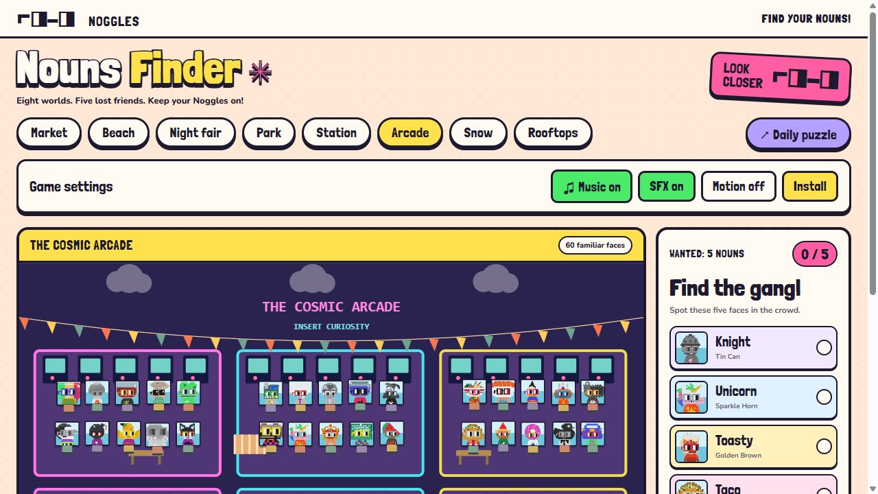 Nouns Finder: The Cosmic Arcade