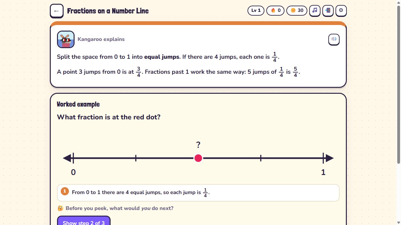 Nouns K12: A worked example: fractions on a number line