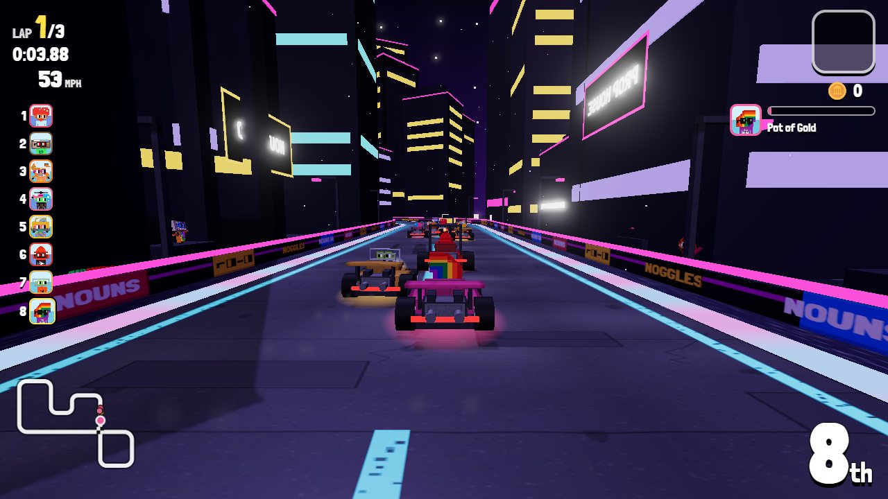 Nouns Kart: Racing through Neon Noggle City