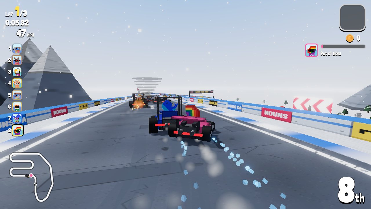 Nouns Kart: Drifting through Frosty Peaks
