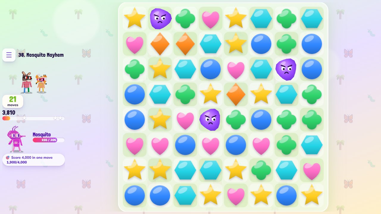 Nouns Puzzle Match: A boss fight against the grumped Mosquito in Bug Jungle