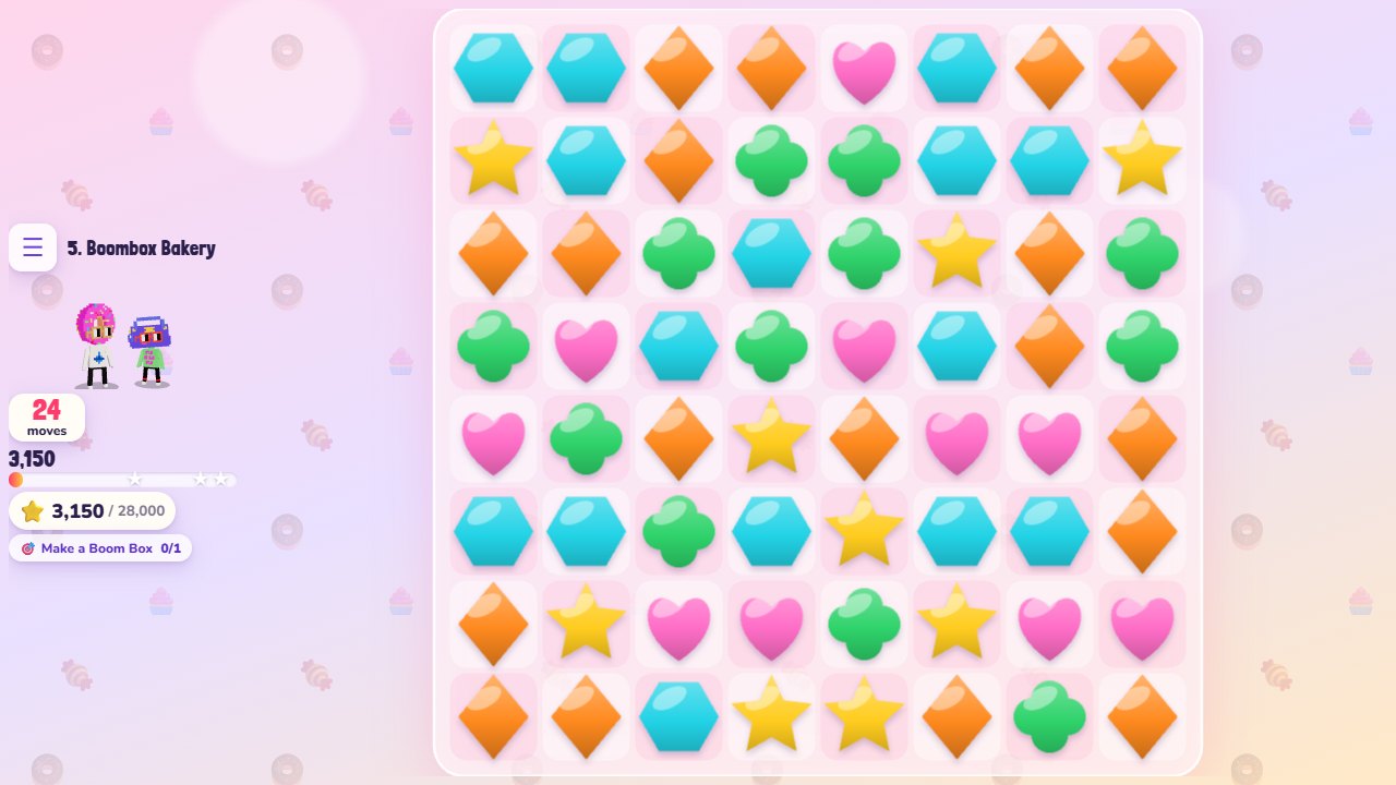 Nouns Puzzle Match: A laser and a Boom Box going off together in Snack Street